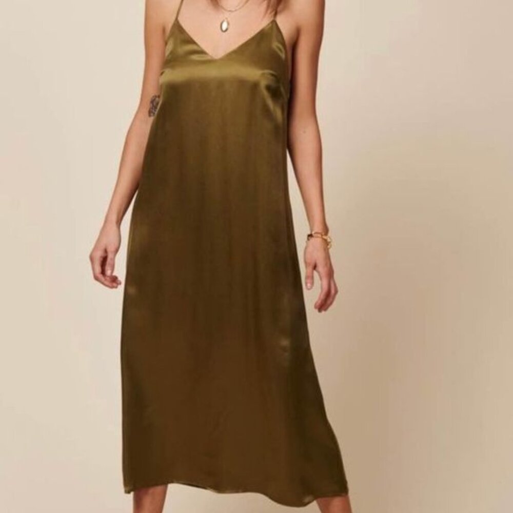 Whimsy + Row Jade Dress in Shiny Hunter Green Size Small